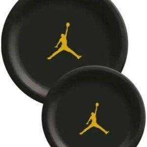 Custom Basketball Decorative Birthday Party Plates, Black with Gold Design